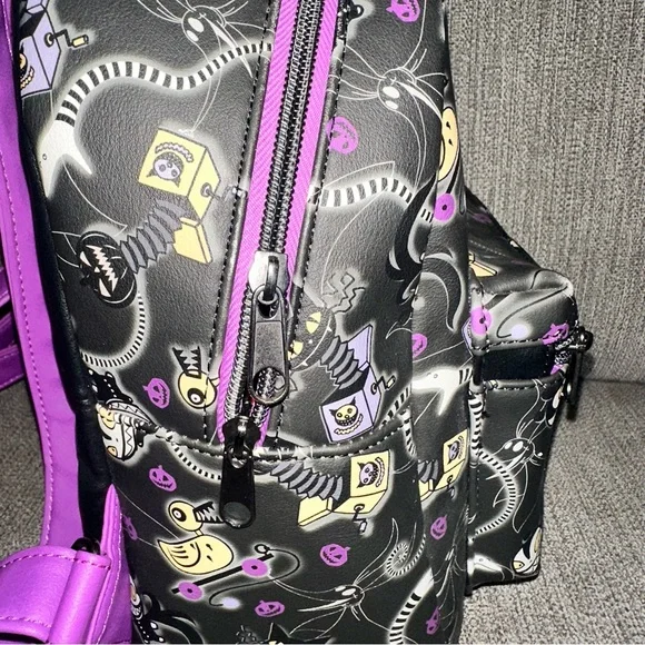 Disney The Nightmare Before Christmas Black Purple Yellow Mini Backpack - Picture 7 of 9